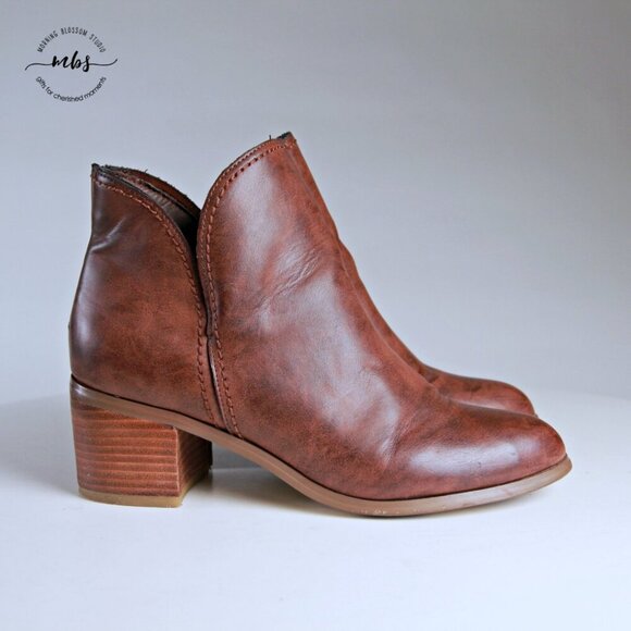 Steve Madden Johan Faux Leather Ankle Booties Brown Women 10 - Picture 1 of 13